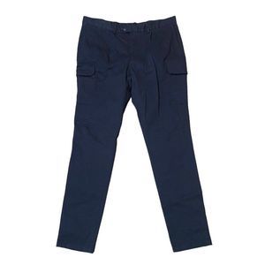 ZNT18 MENS EMILIO UTILITY CARGO COTTON TWILL PANTS NAVY BLUE SIZE 38X34